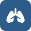Icon of lungs on a blue background, representing the respiratory system.