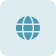 A simple, stylized globe symbol in a blue square.