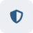 The image shows a blue shield icon with a white, stylized shield in the center.